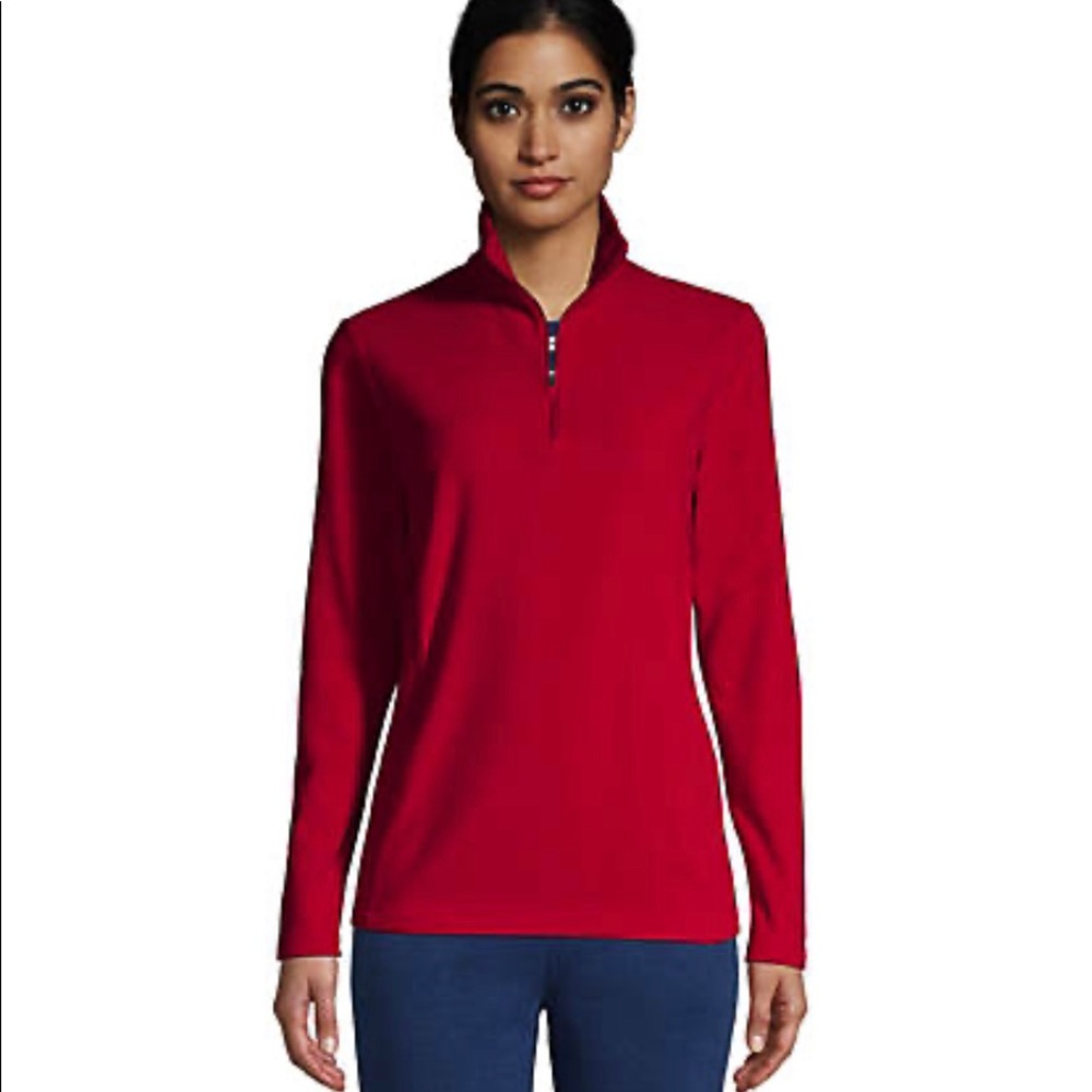 Lands End Quarter Zip Red Fleece size extra small